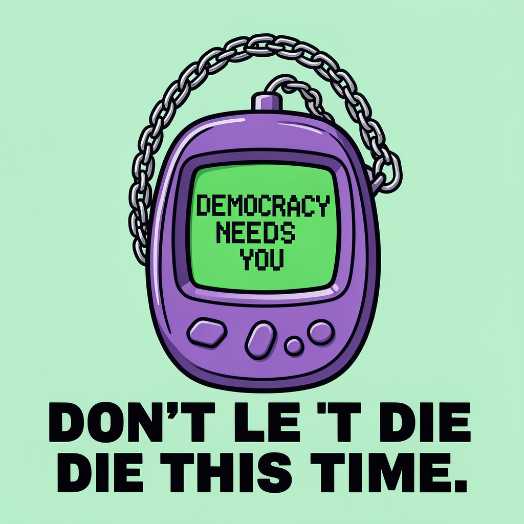 Democracy Needs You Tamagotchi Tee