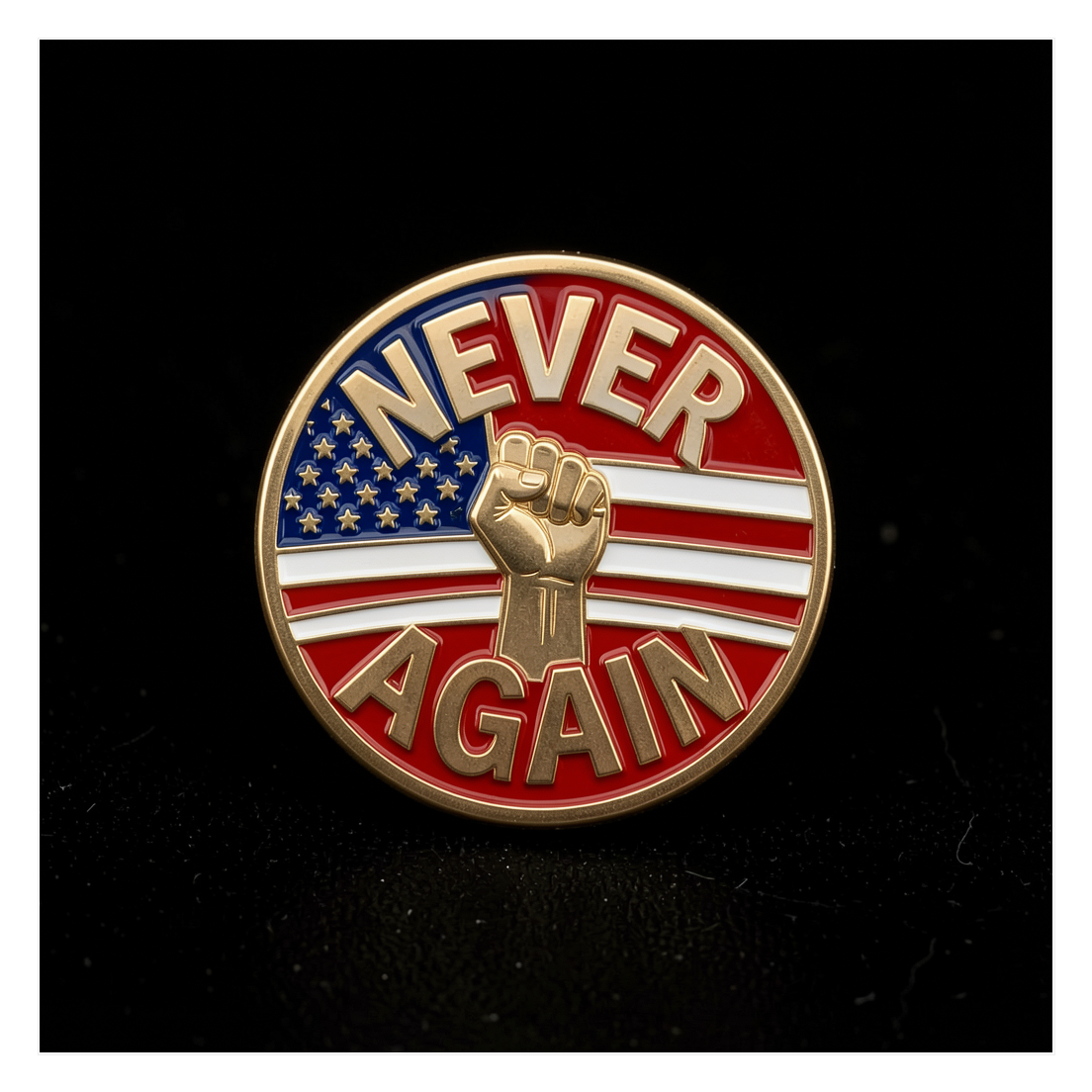 Never Again Enamel Pin